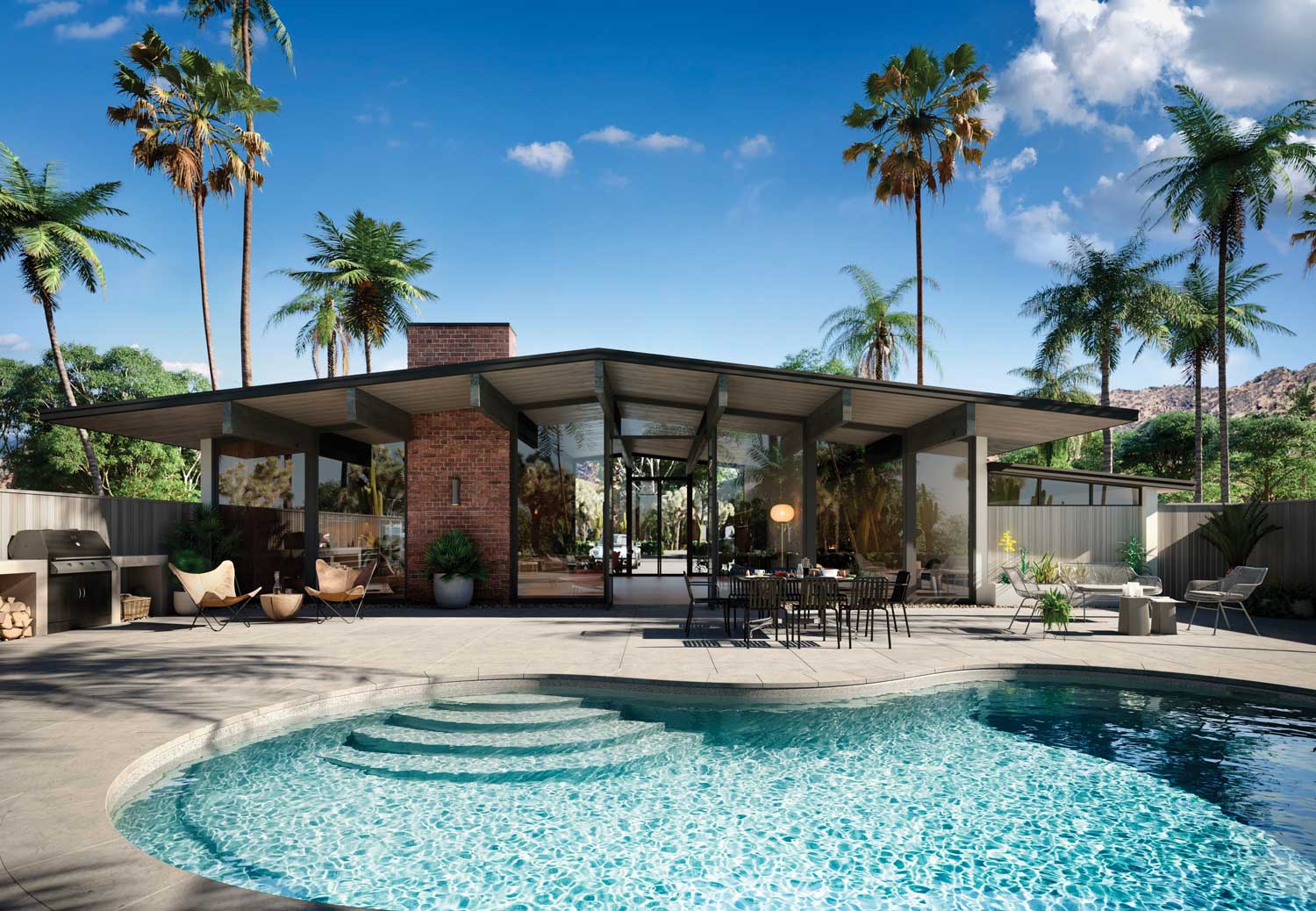 Backyard pool at morning