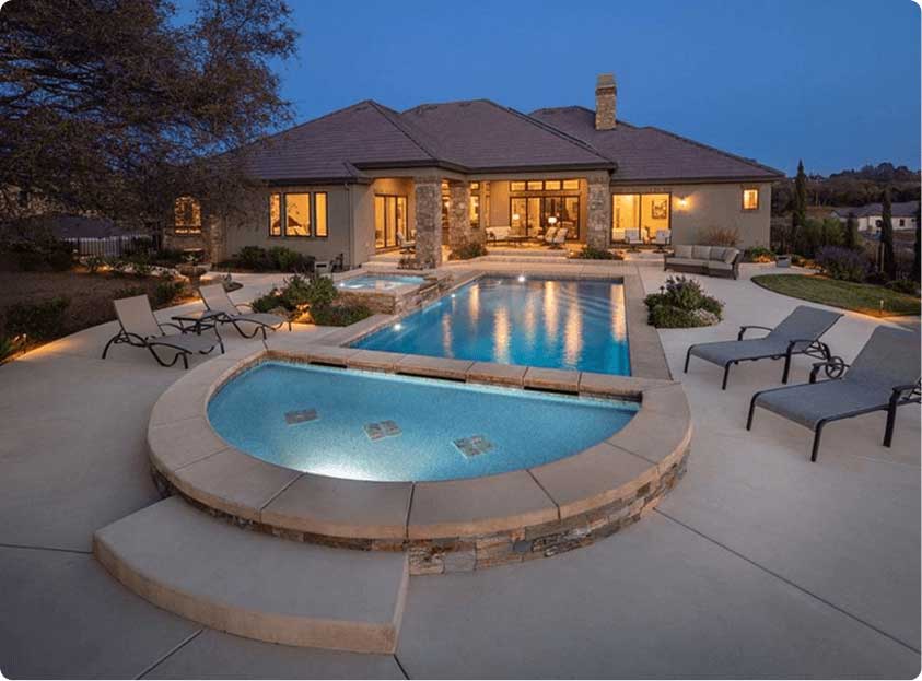 Pool with lighting at night