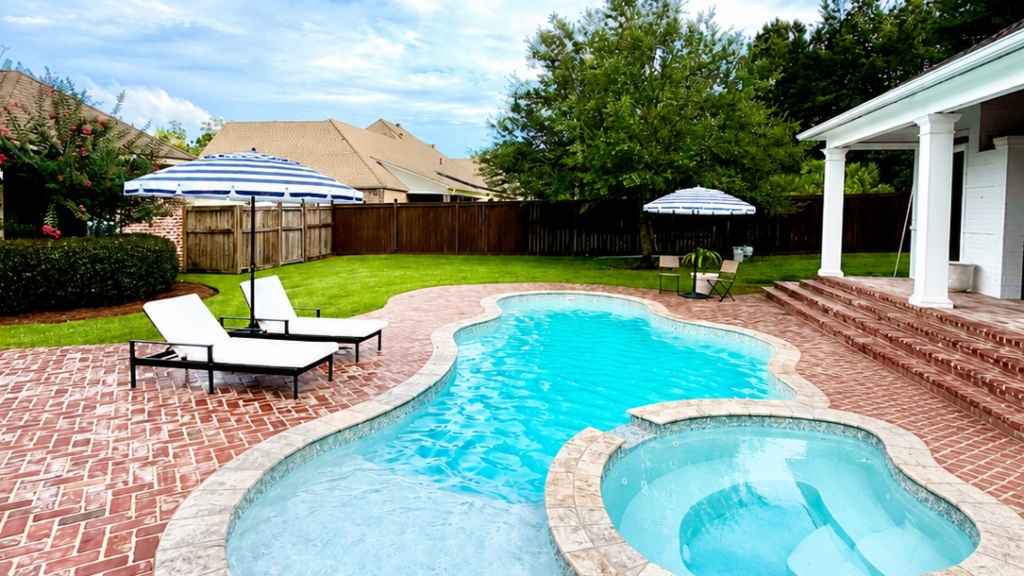 Fiberglass pool installed by Precision Pools & Outdoors