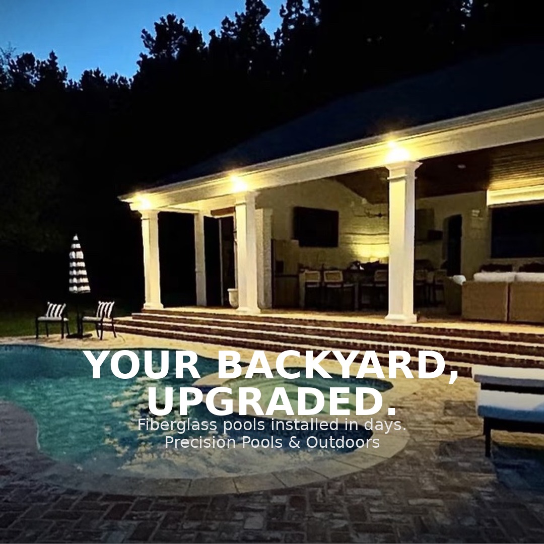 Fiberglass pool installed by Precision Pools in Louisiana