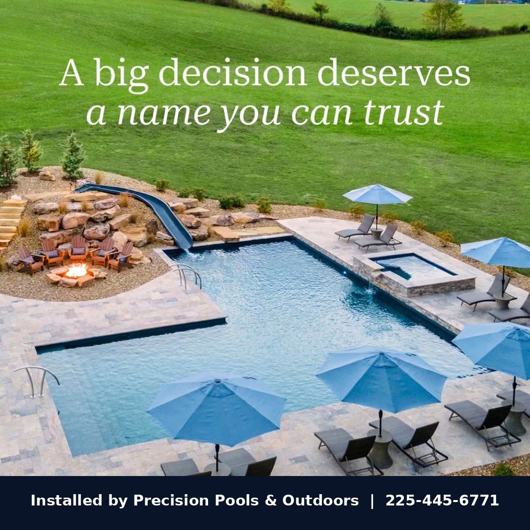 Fiberglass pool installed by Precision Pools & Outdoors in Louisiana